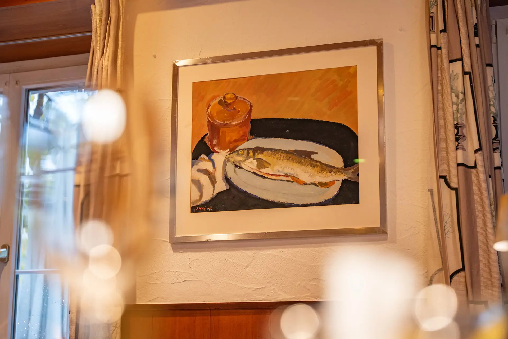 Kunstwerk mit Fischmotiv im Restaurant des Hotel Bad Eptingen